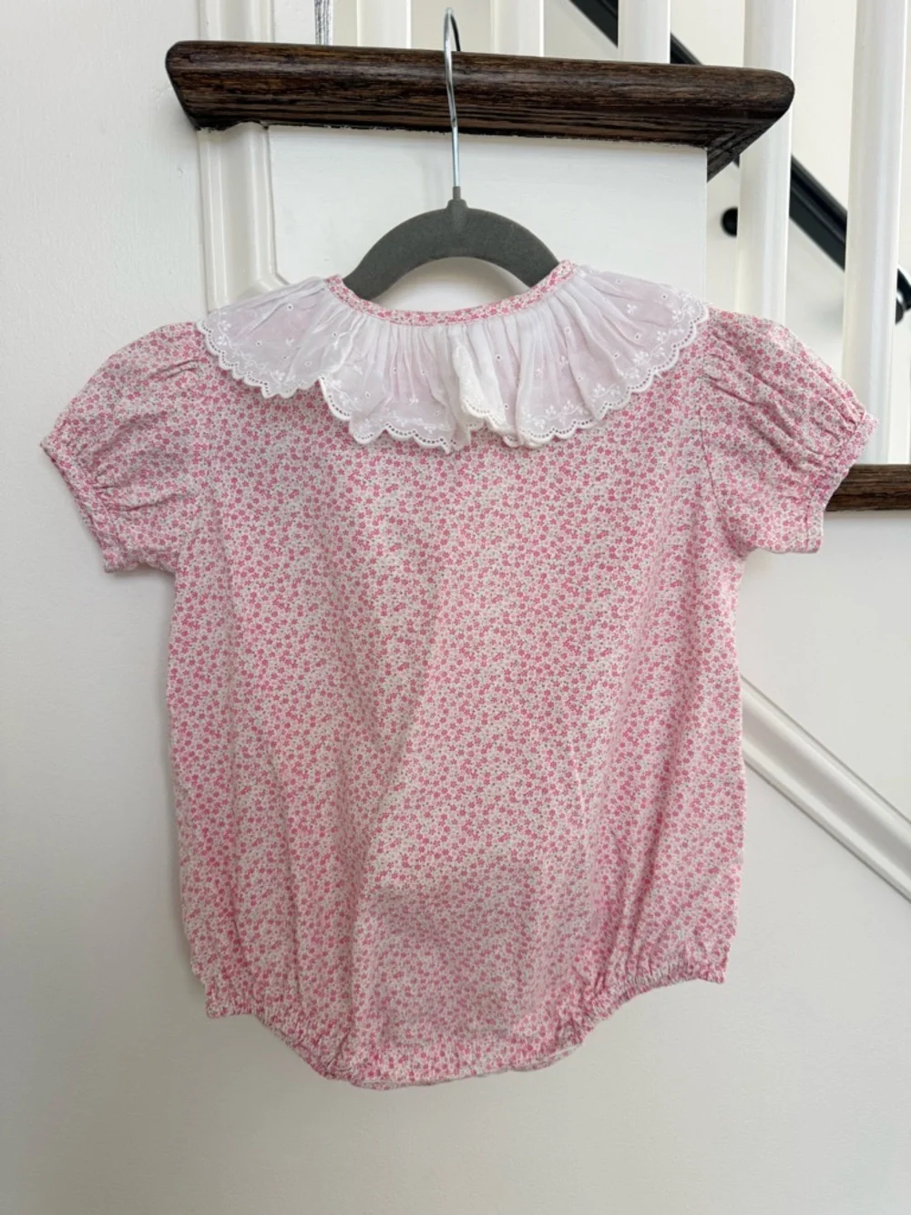 Red Beans Baby Pink Floral Bubble Onesie Outfit - 12 months - EUC - Picture 2 of 5